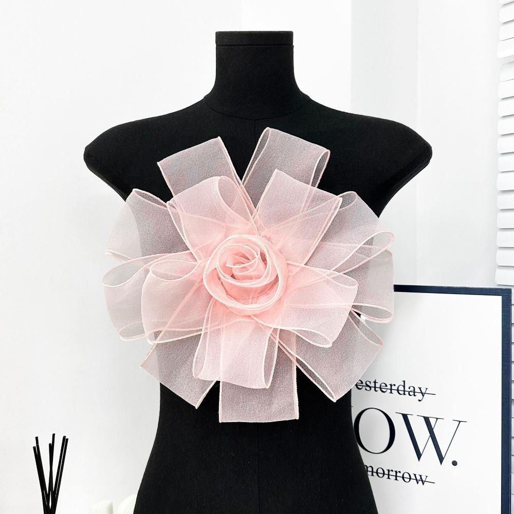 Exquisite Mesh Dress Cloth Patch Rose Flower DIY Large Flower Patch Dress Decorative Multi-Layer Chest Flower