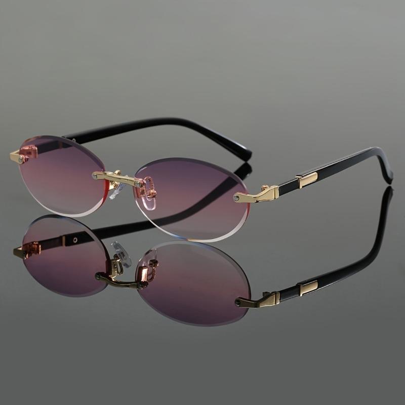 

Fashionable Frameless Oval Shaped Fashion Glasses for Men and Women Suitable for Casual Wear and Daily Activities розовый