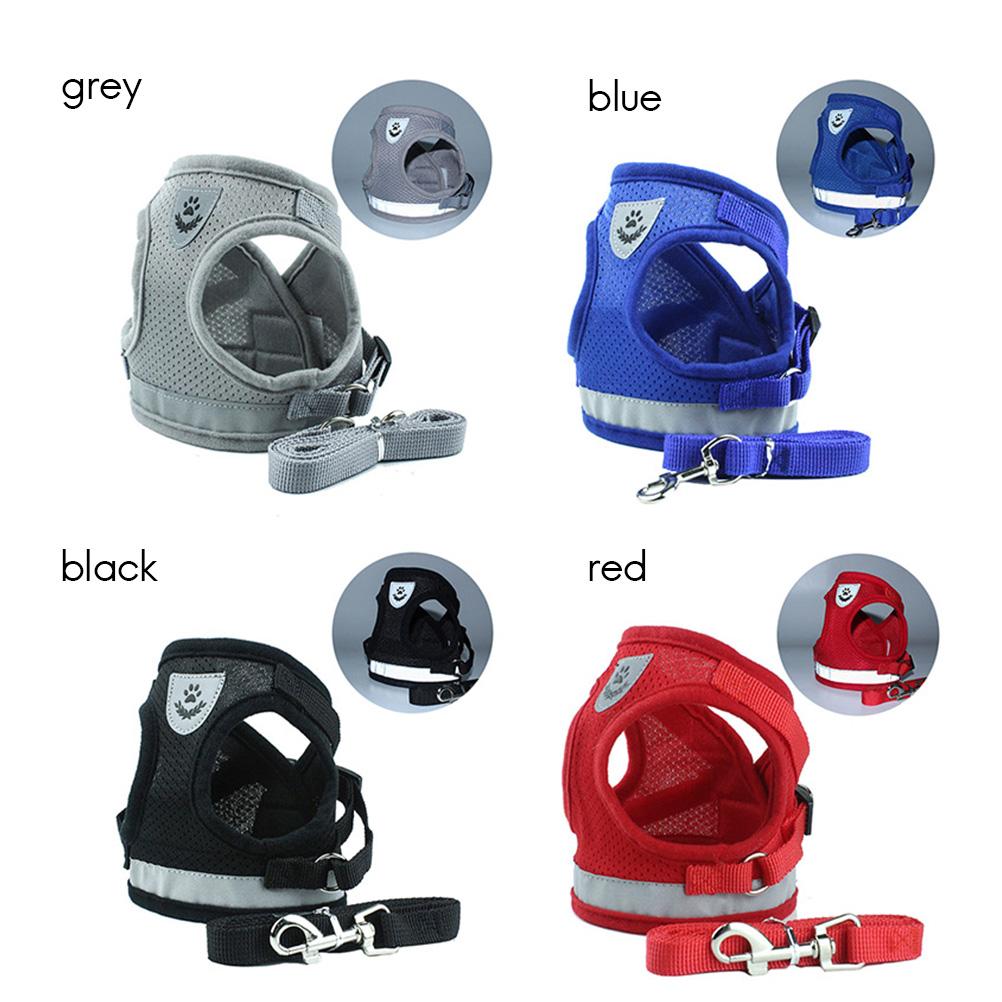 Reflective Pet Vest Breathable Mesh Adjustable Dog Harness Vest Leash Set Puppy Walking Supplies