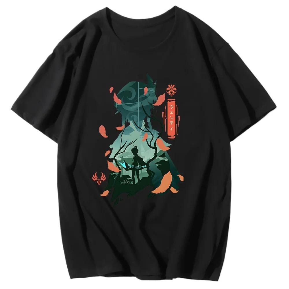 Genshin Impact Printing Tshirts Xiao Venti Print Tee Shirts Hu Tao Zhong Li Graphic T-shirt Kaedehara Kazuha Raiden Shogun Tees