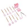 13Pcs Silicone Utensils Set Good Insulation Wooden Handle Food Grade Silicone Nonstick Utensils Set for Home Camping