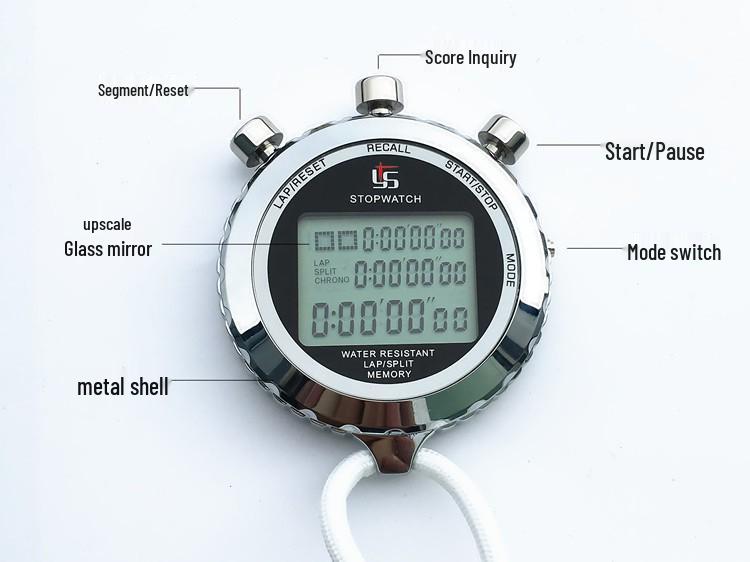 YS-510 Multifunction Metal Stopwatch with 10, 60, 100, and 120 Lap Memory for Athletics Training
