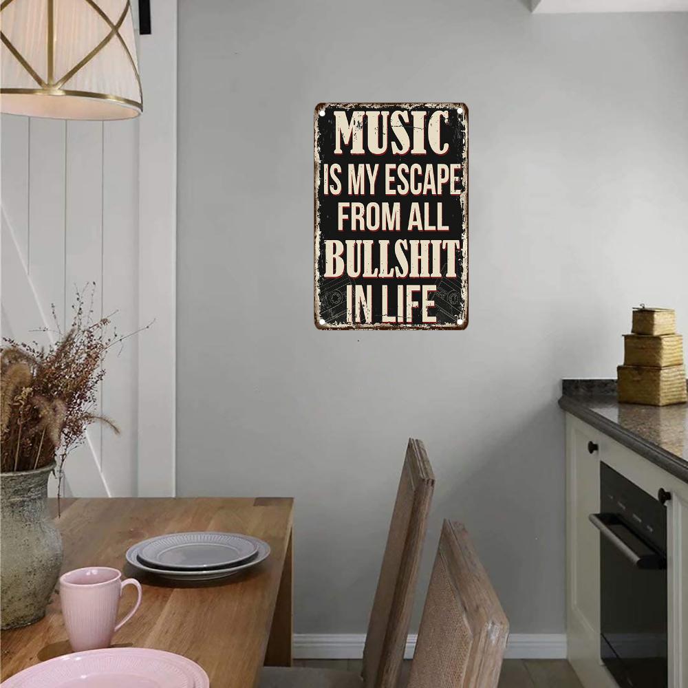 Vintage Music Metal Tin Sign: 12x8 inches/30x20 cm, Rustic Style Wall Art for Home, Bar or Farm Decor - Iron Material