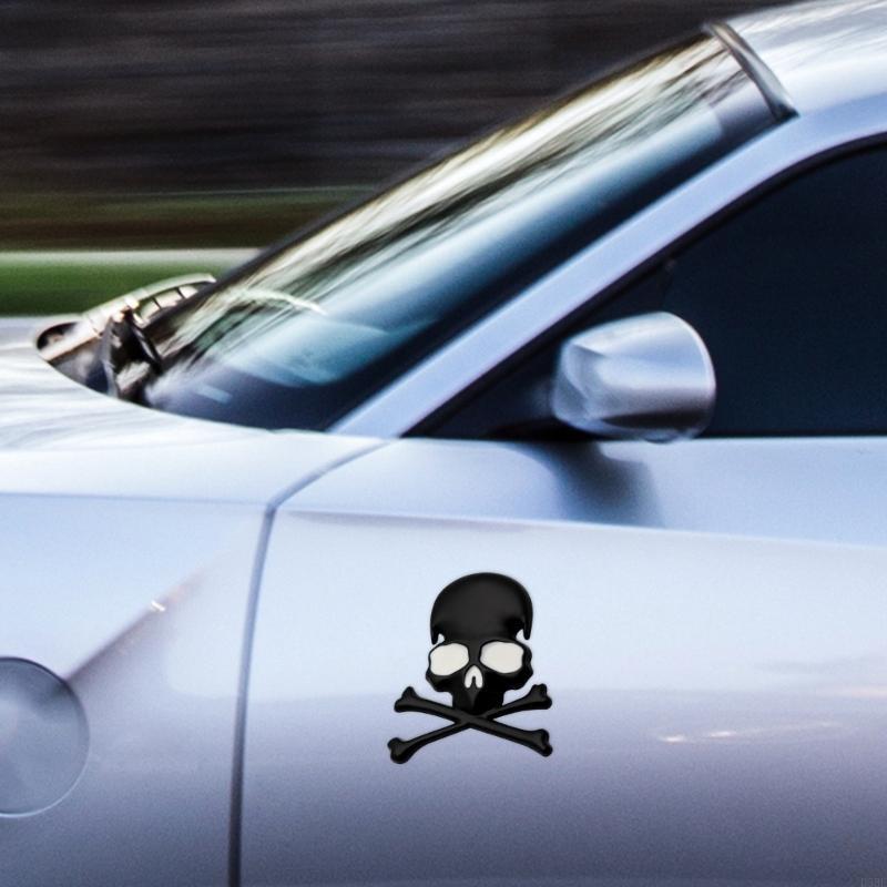 D5BE Skull Metal Stickers Motorcycle Badge Skull Car Emblems for Car & Motorcycles Enhances Your Ride with Unique Design