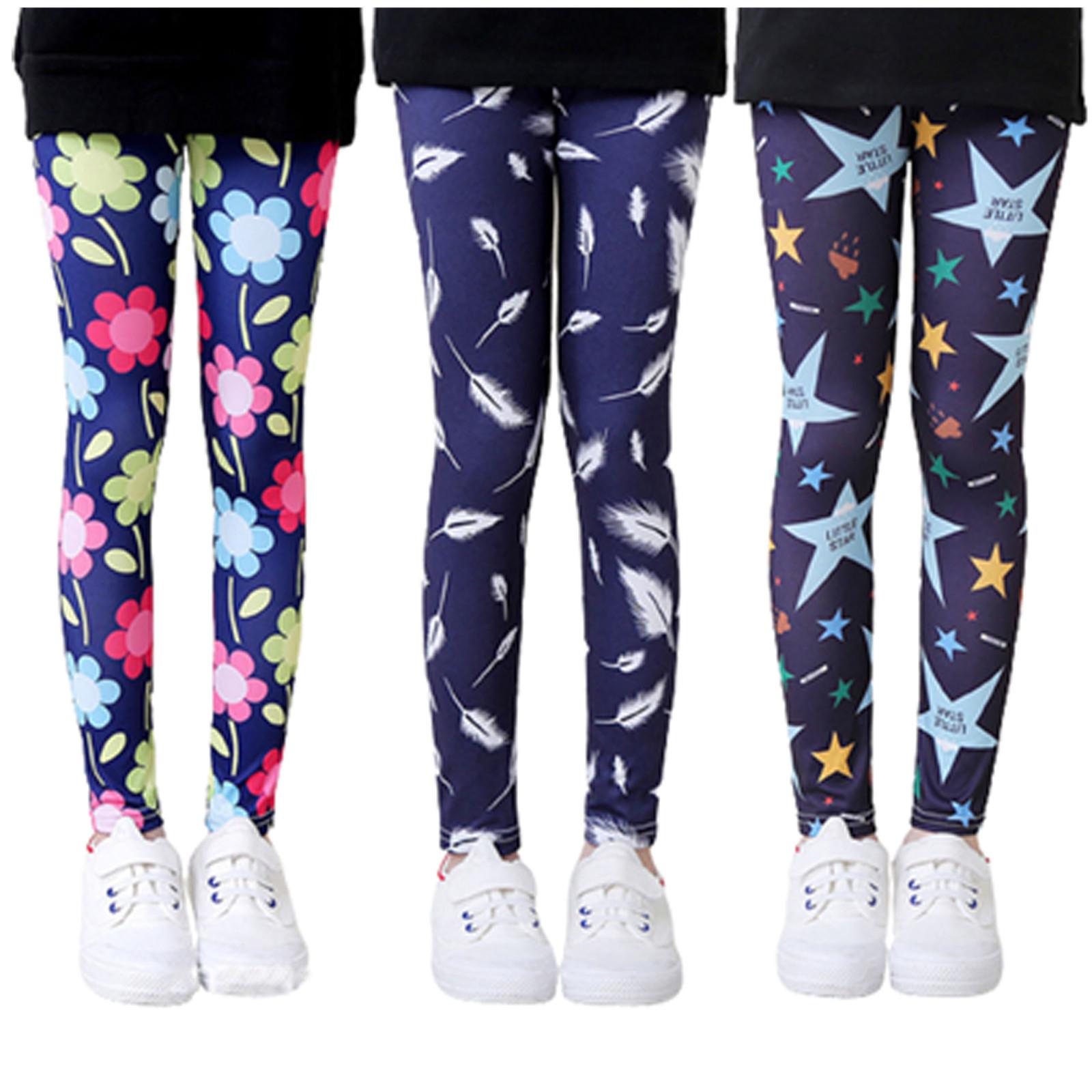 

3 шт., креативные леггинсы для девочек, брюки с принтом цветов, одежда для гимнастики, брюки 75 чёрный