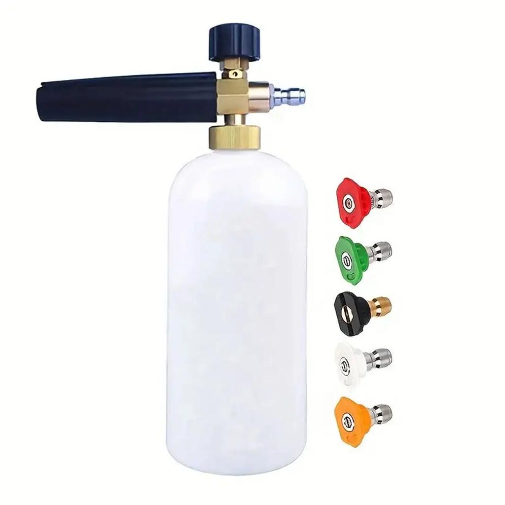 Hochdruckreinigerpistole Schneeschaumlanze 1/4" Schnellanschluss Seifenschaumkanone Generator Autowäsche Reinigungsflasche 1L 3000PSI