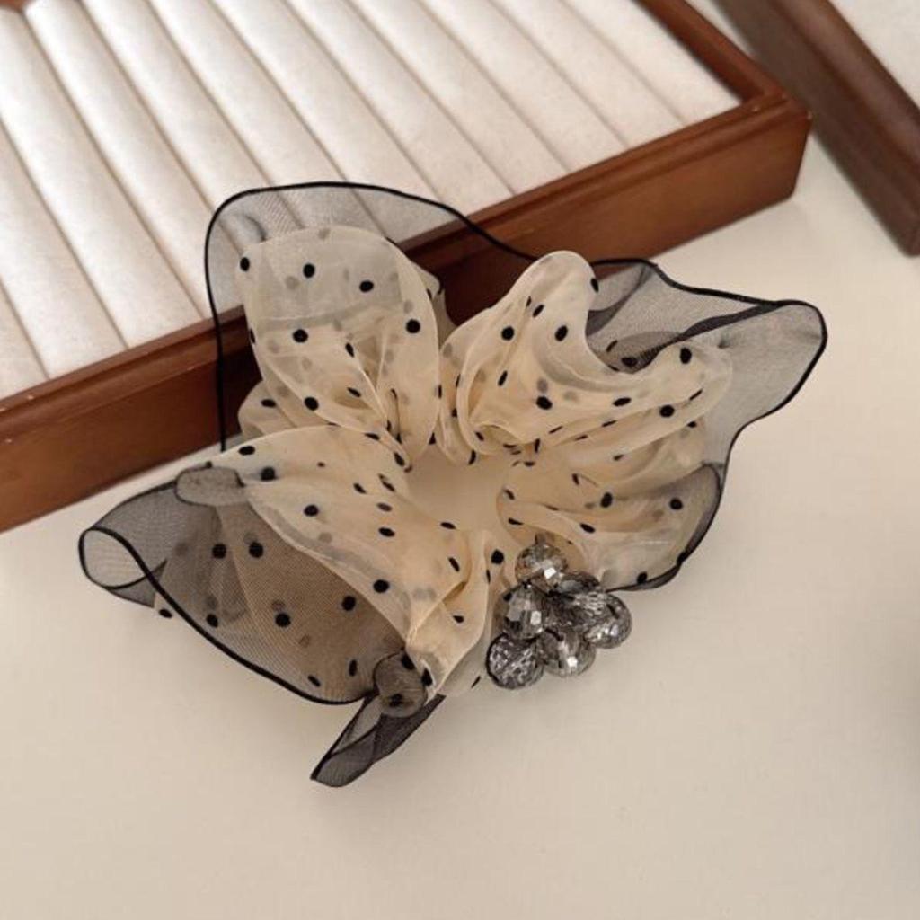 Elegant Polka Dot Crystal Scrunchie - Versatile Hair Accessory with a Chic Fragrant Style