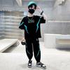 Summer Boys' Fashionable Casual Printed Short Sleeve T-Shirt Pants Suit Sports Fashionable Boy Spring and Summer Suit