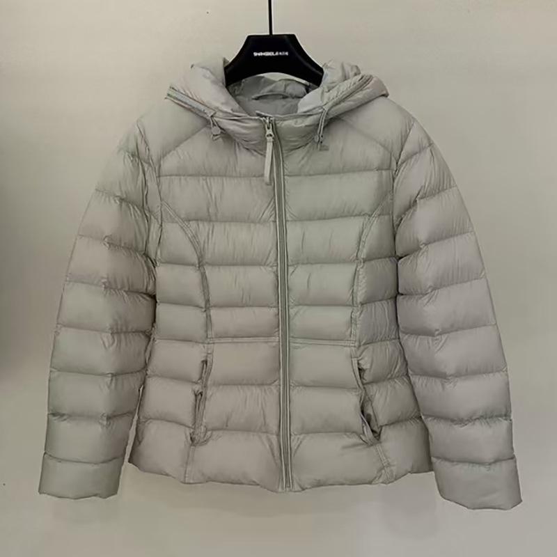 High-end white duck down hooded short down jacket women's winter new ribs thin warm small jacket