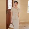 Beige Korean Style Summer Blazer Workwear Set with Short Sleeves
