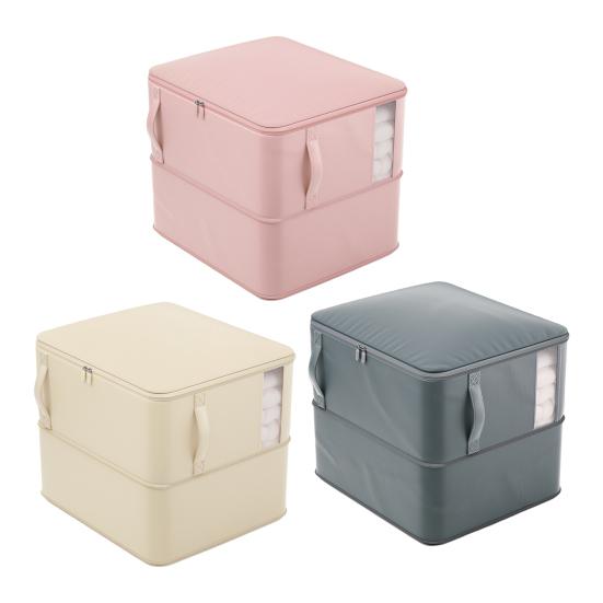 Collapsible Comforter Bag Zippered Self Compression Clothes Storage Bag with Transparent Window Large Capacity Expandable Closet Organizer