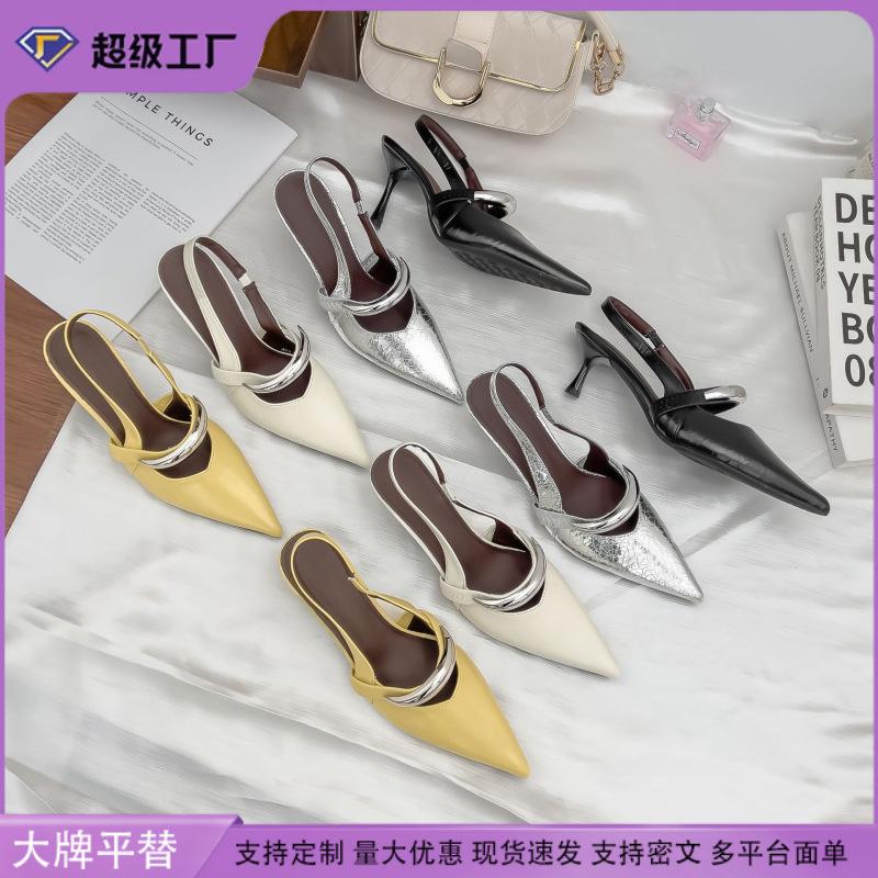 High heels are not tired of feet, small people increase their height, women's shoes 2025 summer new French back empty single shoes, women's fashion