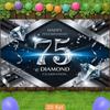 2D 75th Birthday Photography Backdrop Diamond Celebration & Silver Confetti Party Background