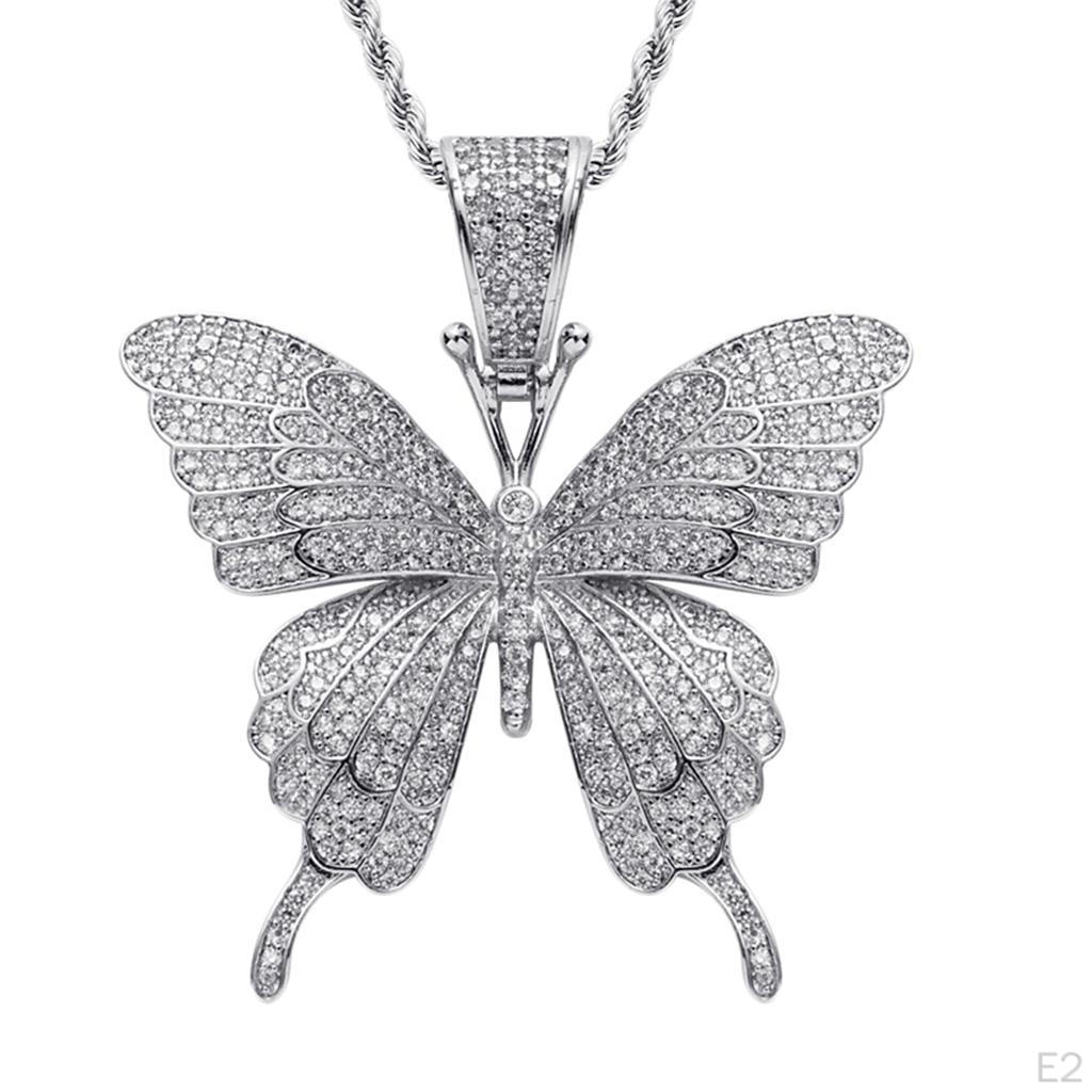 Diamante Butterfly Pendant Necklace Chain Cubic AAA Zirconia Fashion Jewelry