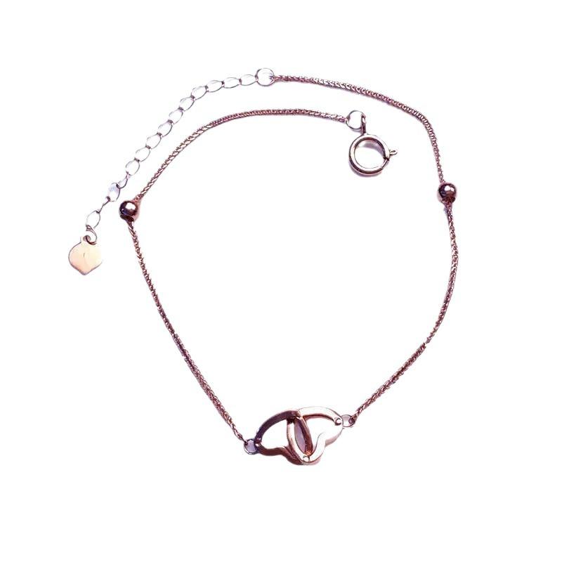 Rose Gold-Plated Purple Gold Women'S Exquisite Peach Heart-Shaped Bracelet Fashion Colored Gold Jewelry