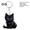 Katt Nyckelring Dubbelsidig 2D Platt Akryl Husdjur Hängande Dekoration Livslik Katt Nyckelring Tillbehör för Bilspegel Fönster Ryggsäckar