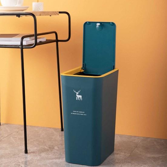 9L/12L Convenient Dog Proof Elk Print Trash Can Press Top Lid Bathroom Accessories