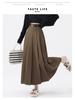 Women's High Waist Gray A-Line Pleated Mid-Length Skirt - Spring, Summer, Autumn 2025