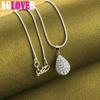 925 Sterling Silver 18 Inch Water Drop Pendant AAA Zircon Necklace Jewelry