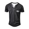 Men's Summer Independence Day Pattern Round Neck Short Sleeve T-Shirt Neck Men's All-match Casual Button Shirt