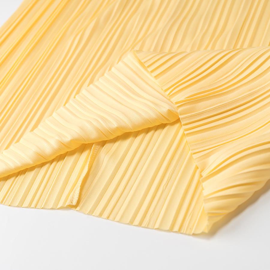 Spring 2025 European & American Style Women's Strapless Pleated Top + High-Waisted Midi Skirt Set