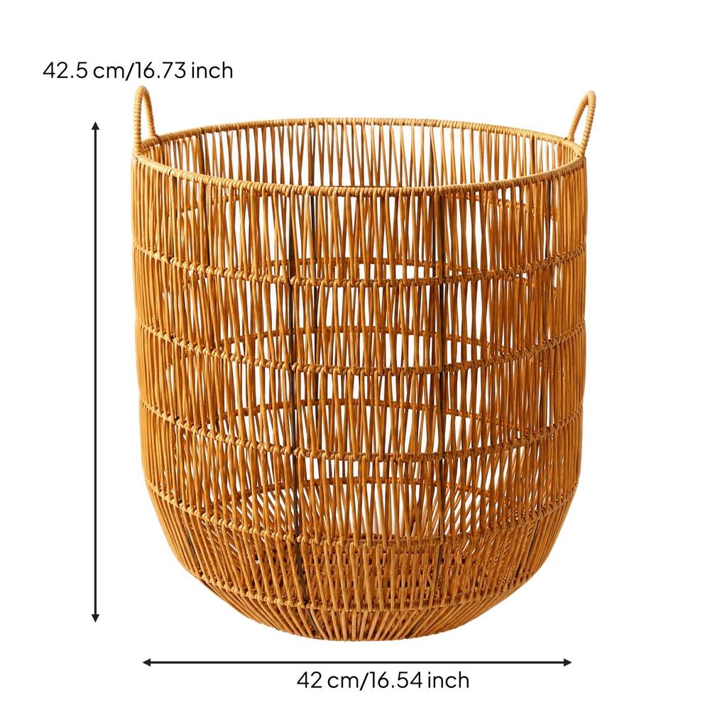 OpenLidless Laundry Basket Brown Woven Hamper with Carry Handles Sturdy for