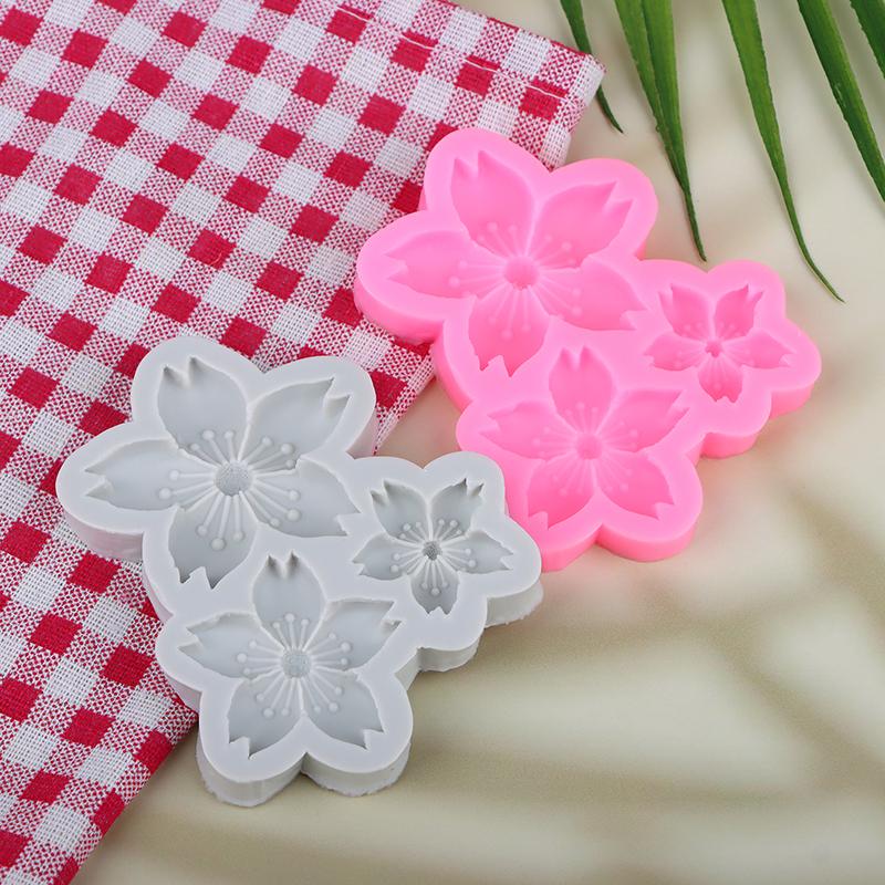 1Pc 3 Cavity Sakura Flower Shape Silicone Mold Sun Flower Fondant Chocolate Birthday Cake Decoration Baking Home Mold