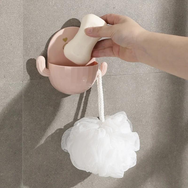 Scatola Porta Sapone Drenante a Forma di Cactus Porta Sapone da Bagno Tavola Portaoggetti Scatola Senza Foratura Articoli da Bagno