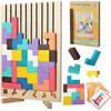 Wooden Tetris Puzzle Toy Game 3D Montessori Building Blocks Educational Puzzle Brain Training Tim...