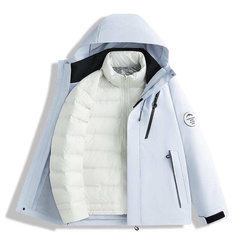 3-in-1 Detachable Waterproof Windproof Hiking Jacket With 90% Down Insulated Liner Men Women Outdoor Trekking Camping