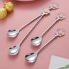 Long Handle Espresso Spoon Cherry Blossoms Ice Spoon Christmas Gifts Tea Spoon  Cocktail