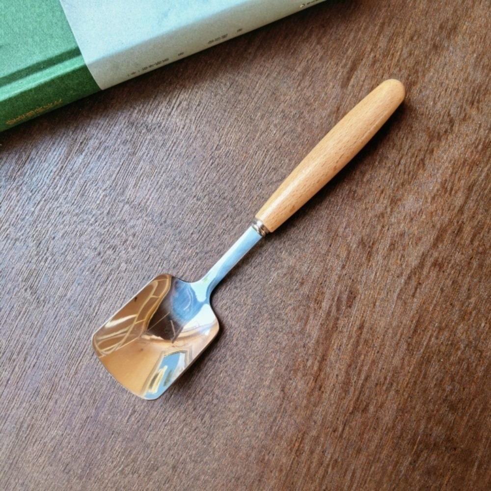 Wooden Handles Wooden Rice Soup Cake Fruit Fork Kids Tableware Wood Spoon Fork Chopsticks  Travel Square Spoon