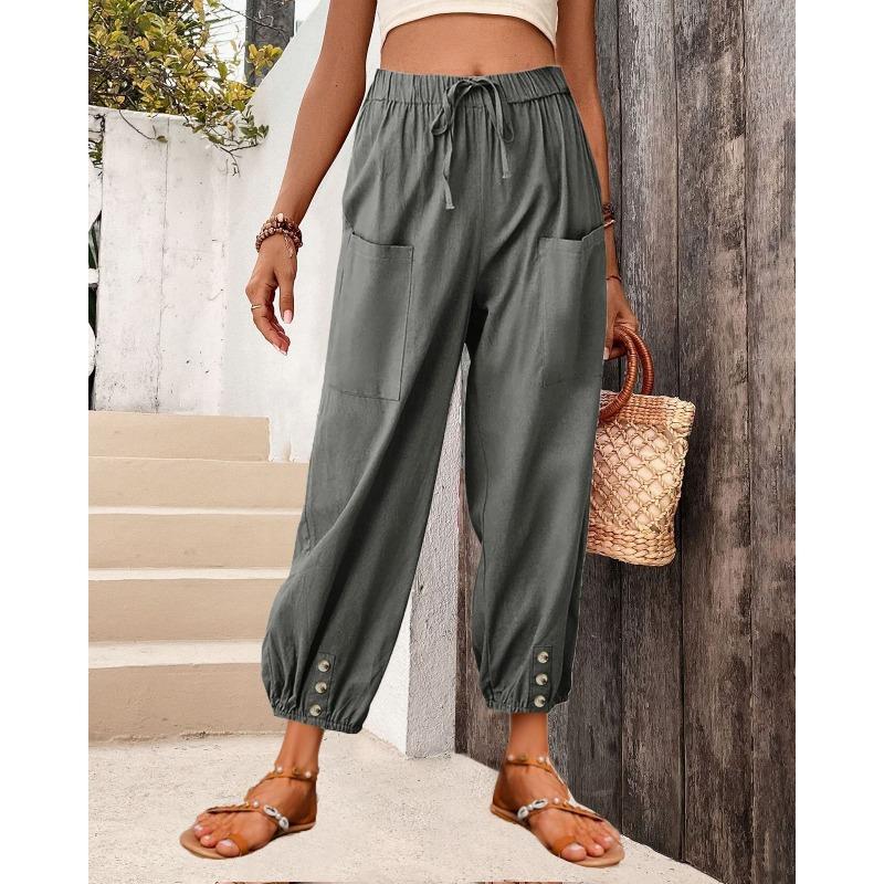 HNXC Women's Fashion Casual Solid Color Print Pants & Capris Classic Exquisite