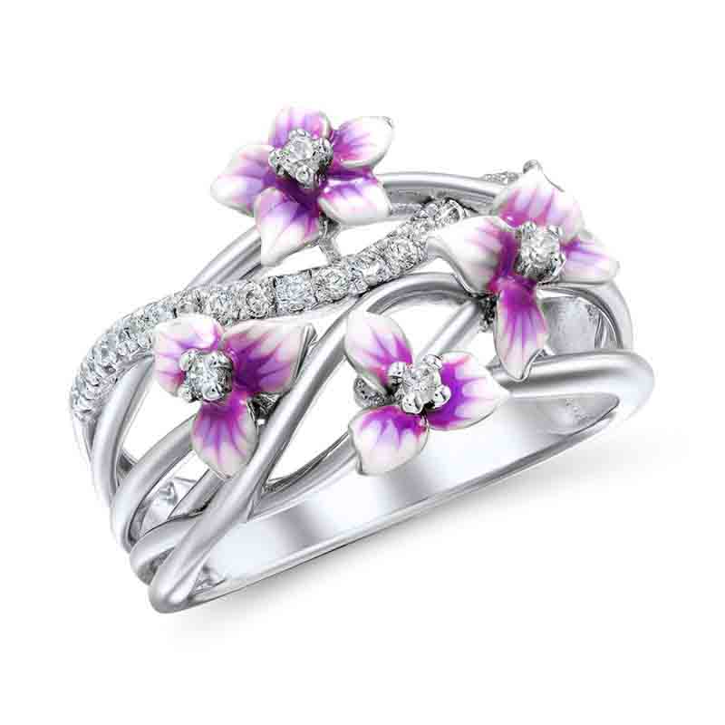 Finger Rings Small Fresh Flower Ring Violet Flower Ring Stackable line ring Daisies
