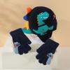 2pcs Youngsters's Hat and Glove Set Autumn Winter Thickened Warm Cute Dinosaur Knitted Beanie Windproof Protection Cap Suitable