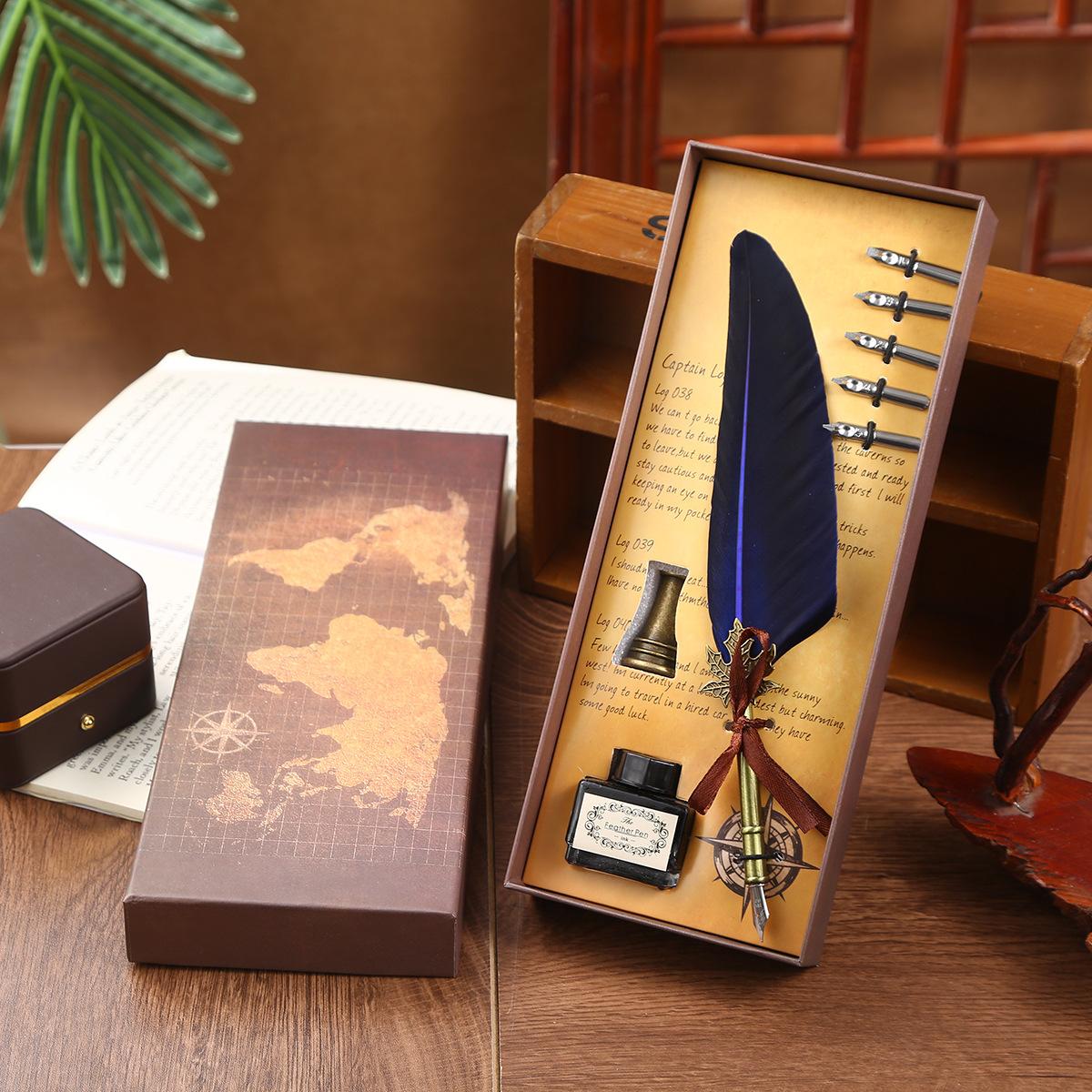 

Винтажный британский набор перьевых ручек, перьевая ручка для колледжа, набор перьевых ручек для бизнеса metal 0.5mm сапфировый