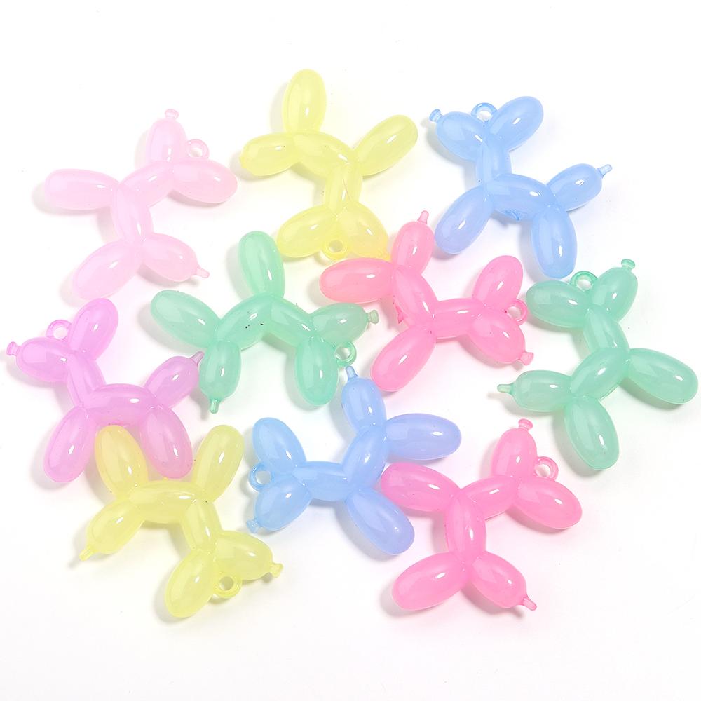 

5pcs 46x50mm Fluffy Balloon Dog Acrylic Charms Colorful Cute Charms Pendant For Jewelry Making DIY Bracelets Necklace Keychain