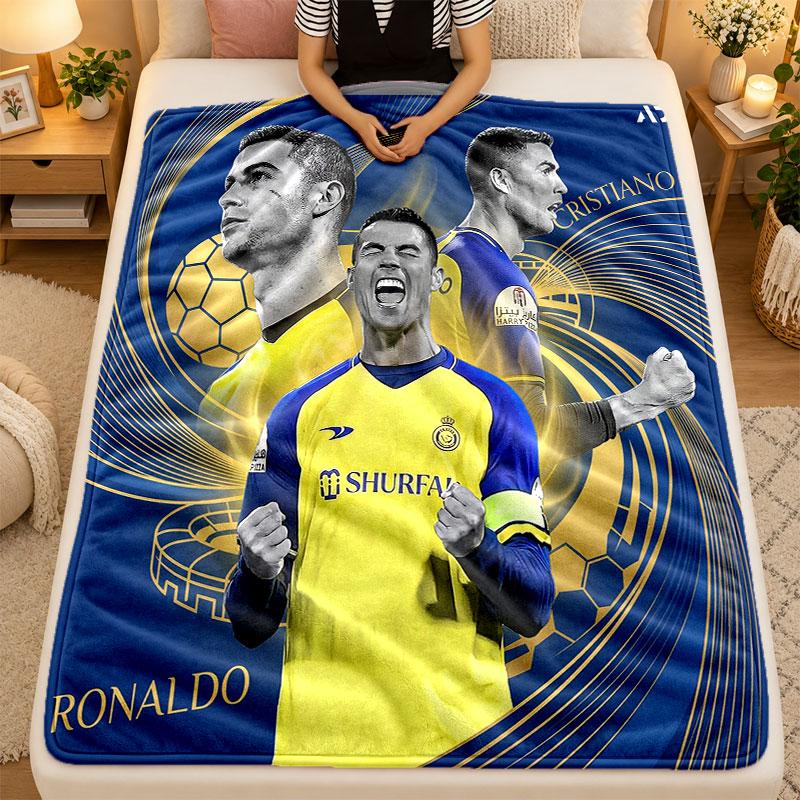 Koc Flanelowy Cristiano Ronaldo Ciepły Miękki Koc Rzutowy do Użytku Wewnętrznego Sofa Łóżko Salon