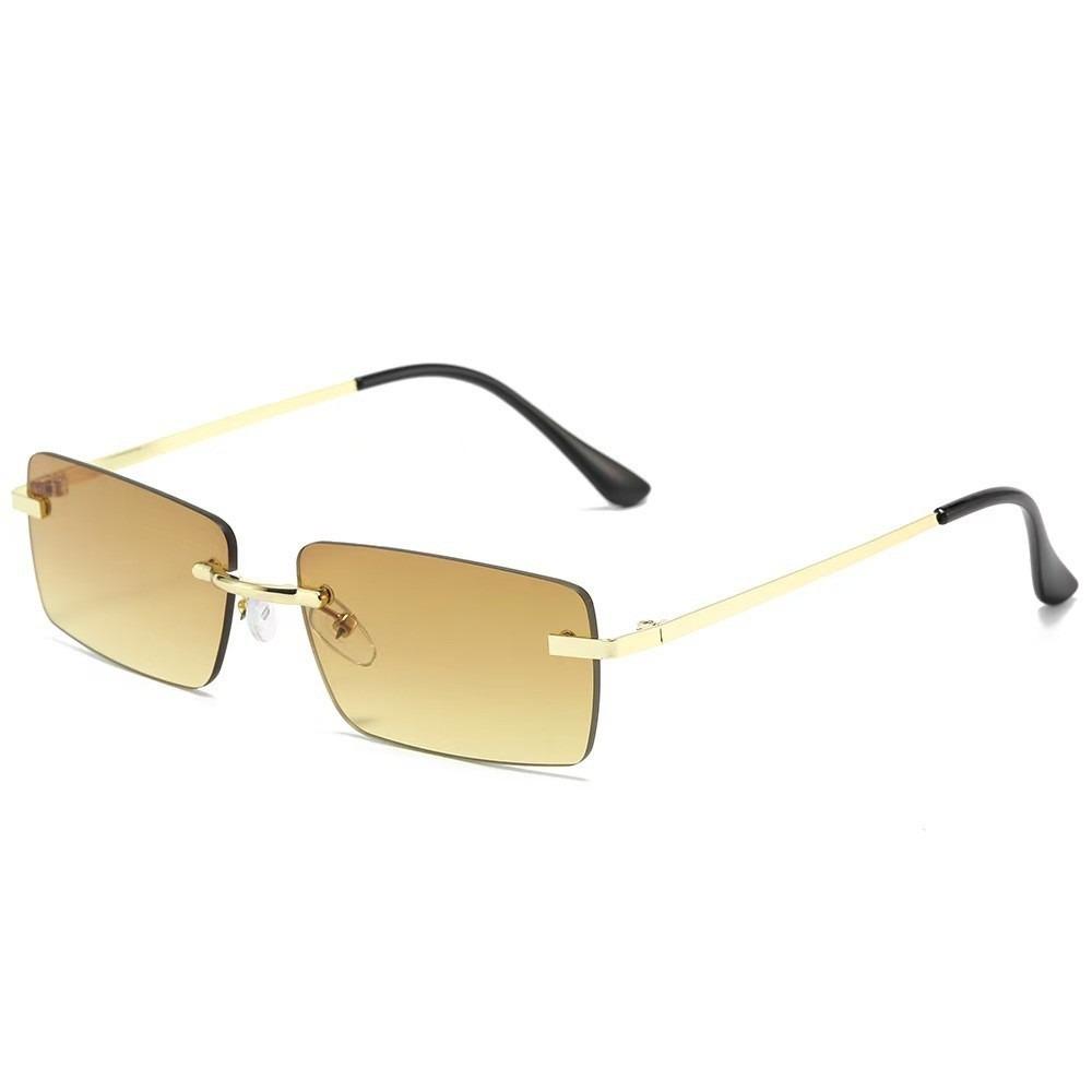 1Pc Men's Fashion Glasses New Metal Frameless Elegant Retro Versatile Trendy Suitable for Daily Use Vacation Outdoor Sun Protect