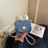 Cute Cat Bow Knot Denim Mini Wallet Fashionable Cartoon Crossbody Purse for Women KTB