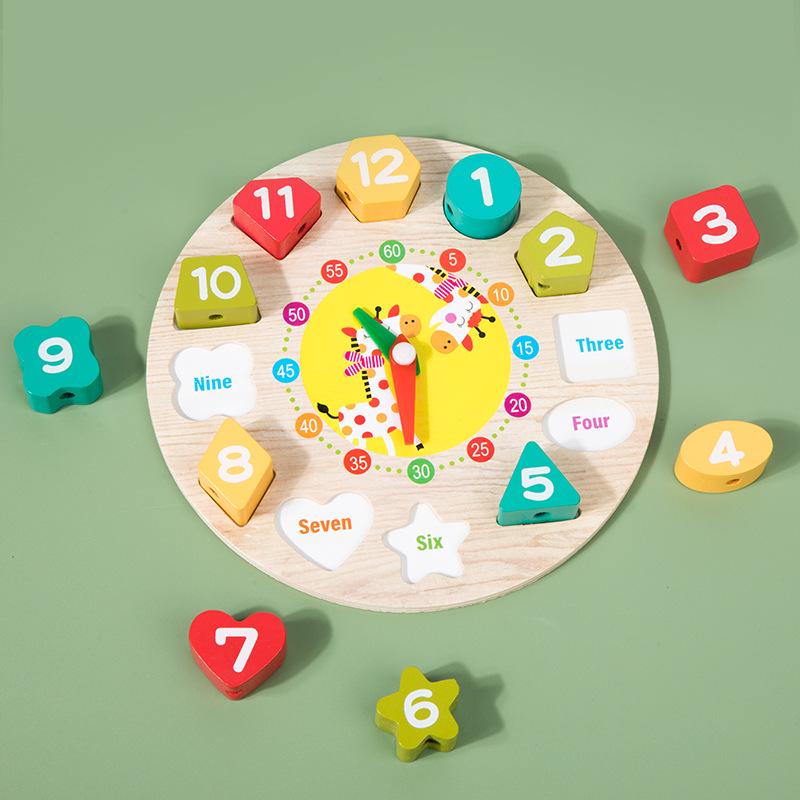 Digital Bead Clock Toy: Educational Shape Recognition and Stringing Set for Kids