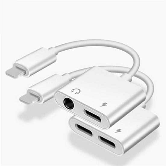 2 in 1 Jack Headphone Adapter Dual-Port 3.5mm Charge Cable for iPhone X/8/7