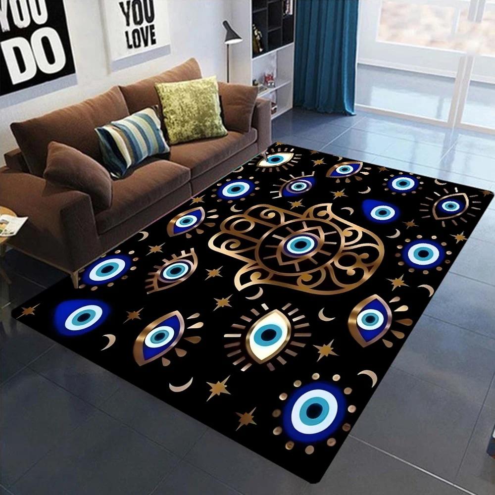 

New Evil Eye Print Area Rug for Home Living Room Bedroom Kitchen Rug Non-slip Flannel Rug Machine Washable Floor Mat 40x60cm