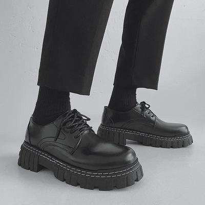 Zapatos Derby de Cuero Negro para Hombre - Primavera/Otoño, Casual de Caña Baja