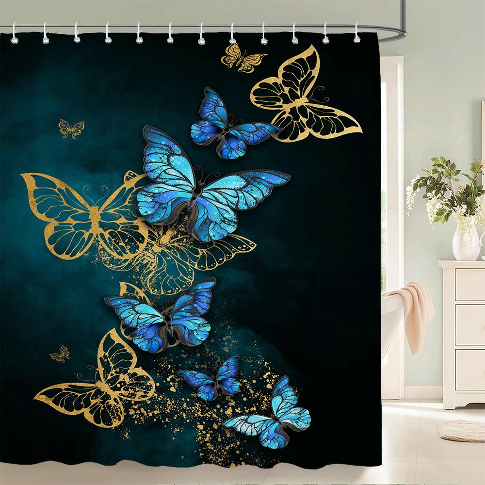 3D Schöne Schmetterlinge Gedruckte Duschvorhänge Badezimmer Vorhänge Wasserdicht Polyester Stoff Dekoration Duschvorhang 180X180cm
