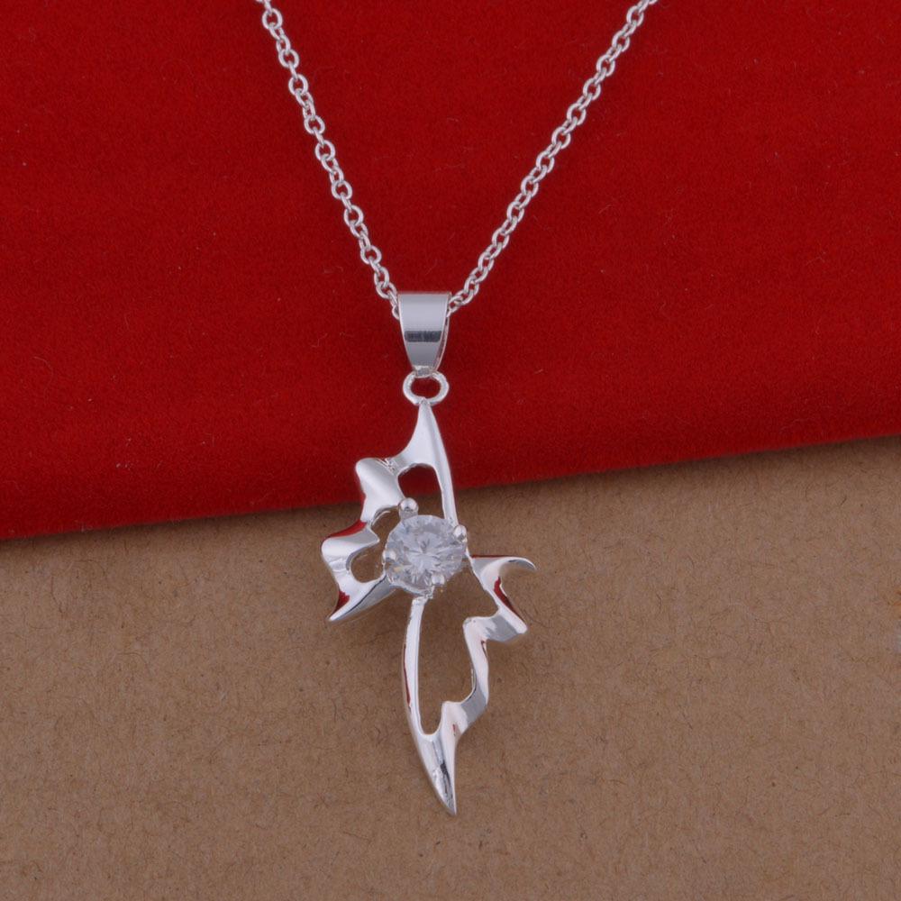 

Sterling Silver Plated Diamond-Studded Lightning Necklace, Korean Style Jewelry