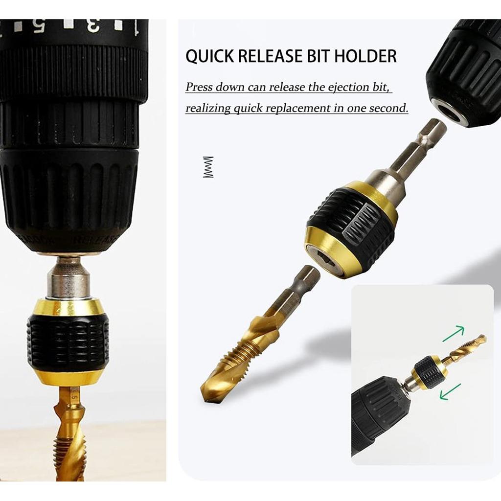 ABWR-2 Pcs 60Mm Drill Chuck Screwdriver Impact Driver Adaptor 1/4Inch Hex Shank Drill Bit Tool Quick Change Convertor Adapter