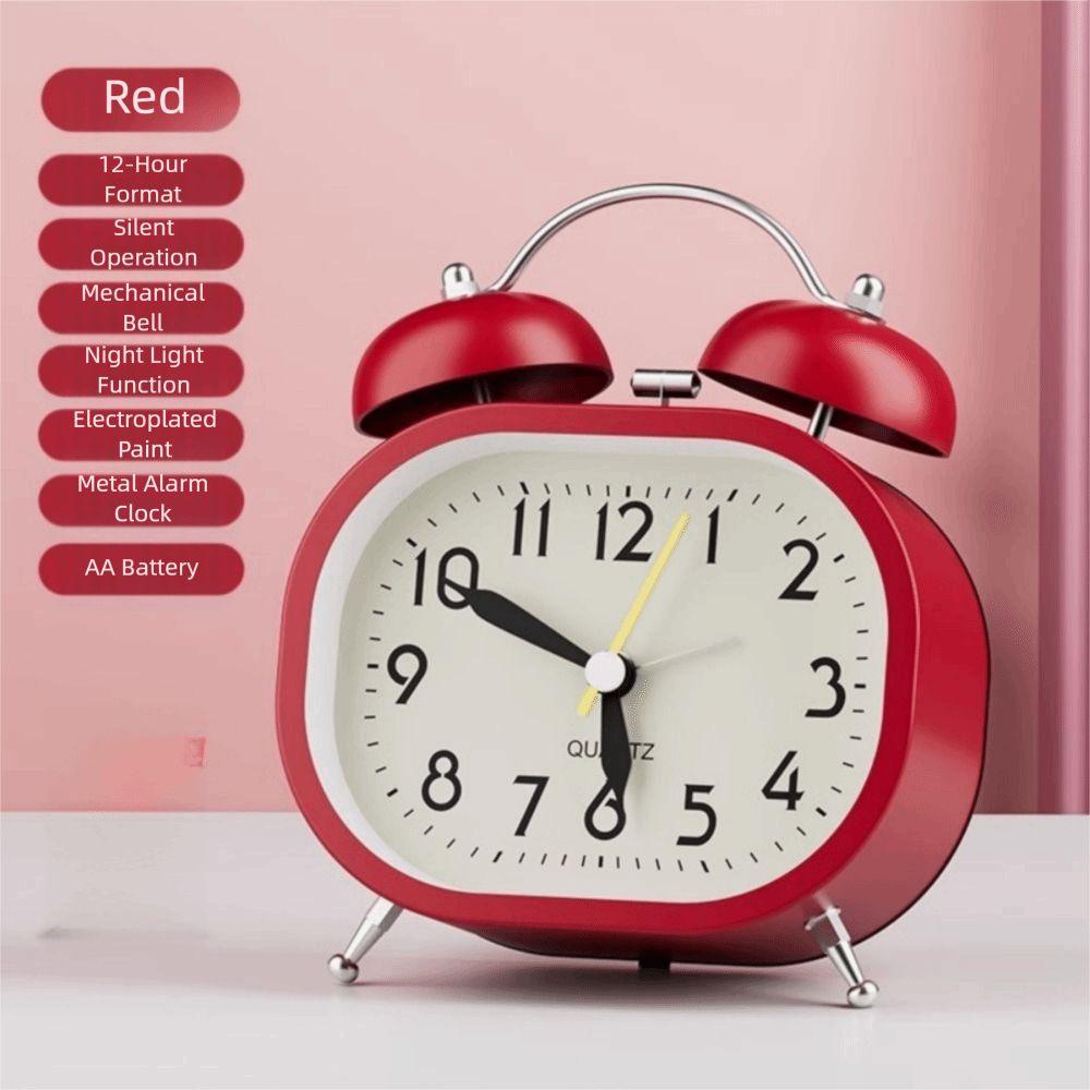 Metal Design Metal Alarm Clock Silent Operation Mechanical Clock  Deep Sleepers