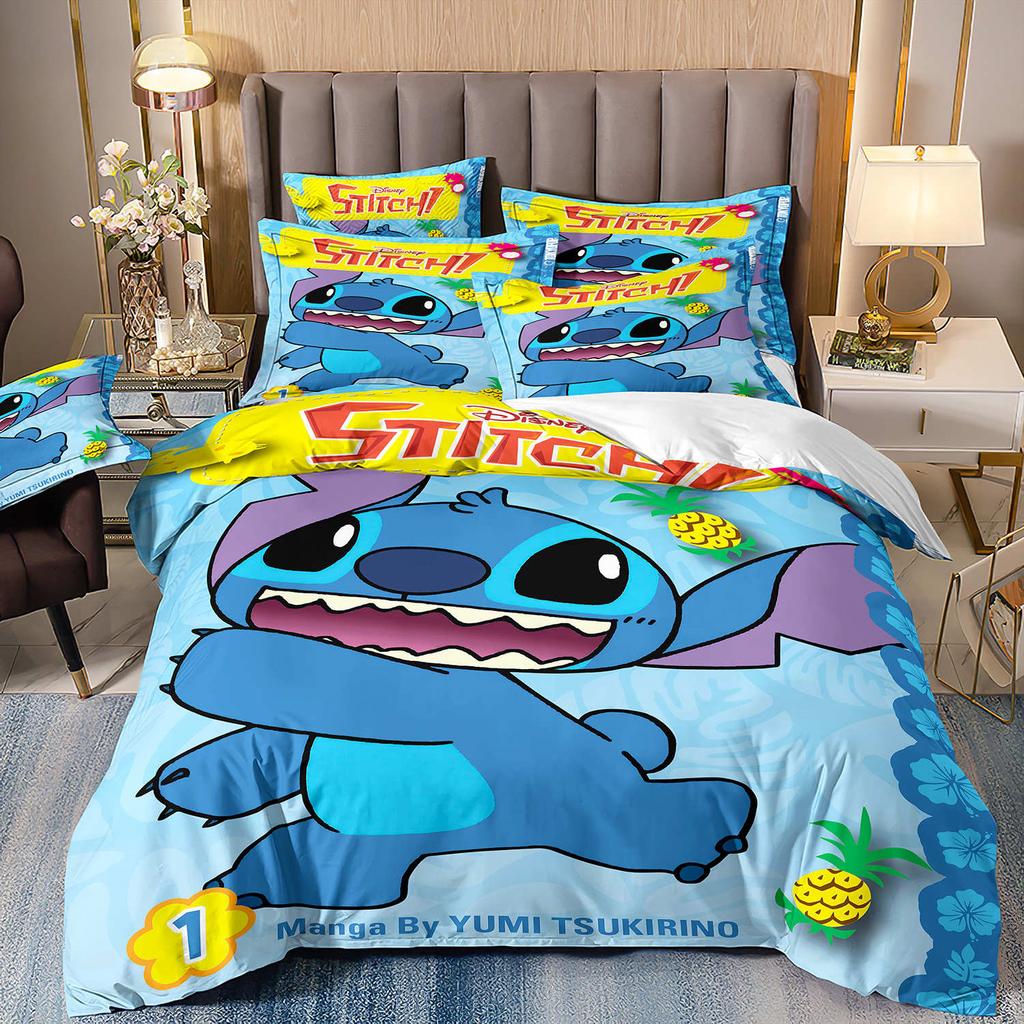 3D Digital Printing Quilt Cover Pillowcase Bedding Cartoon Three-Piece Set Home Textile Four-Piece Set