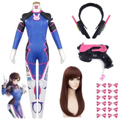 Anime Frau Overall Strumpfhose Dva Cosplay Kostüm Spiel Zentai Perücke Cosplay Requisiten Kopfhörer Anzug D.Va Cos Party Halloween Kostüme